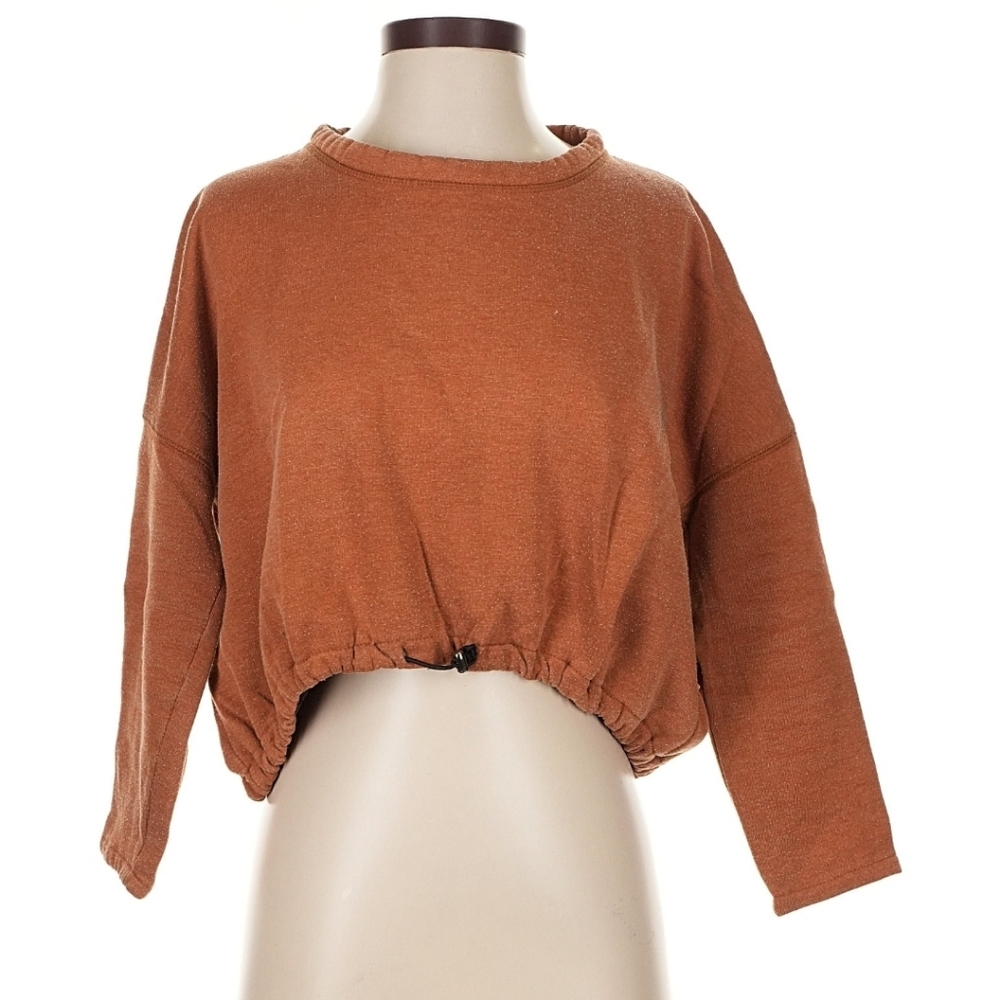 Trafaluc By Zara Rusty Orangr Cropped Sweatshirt